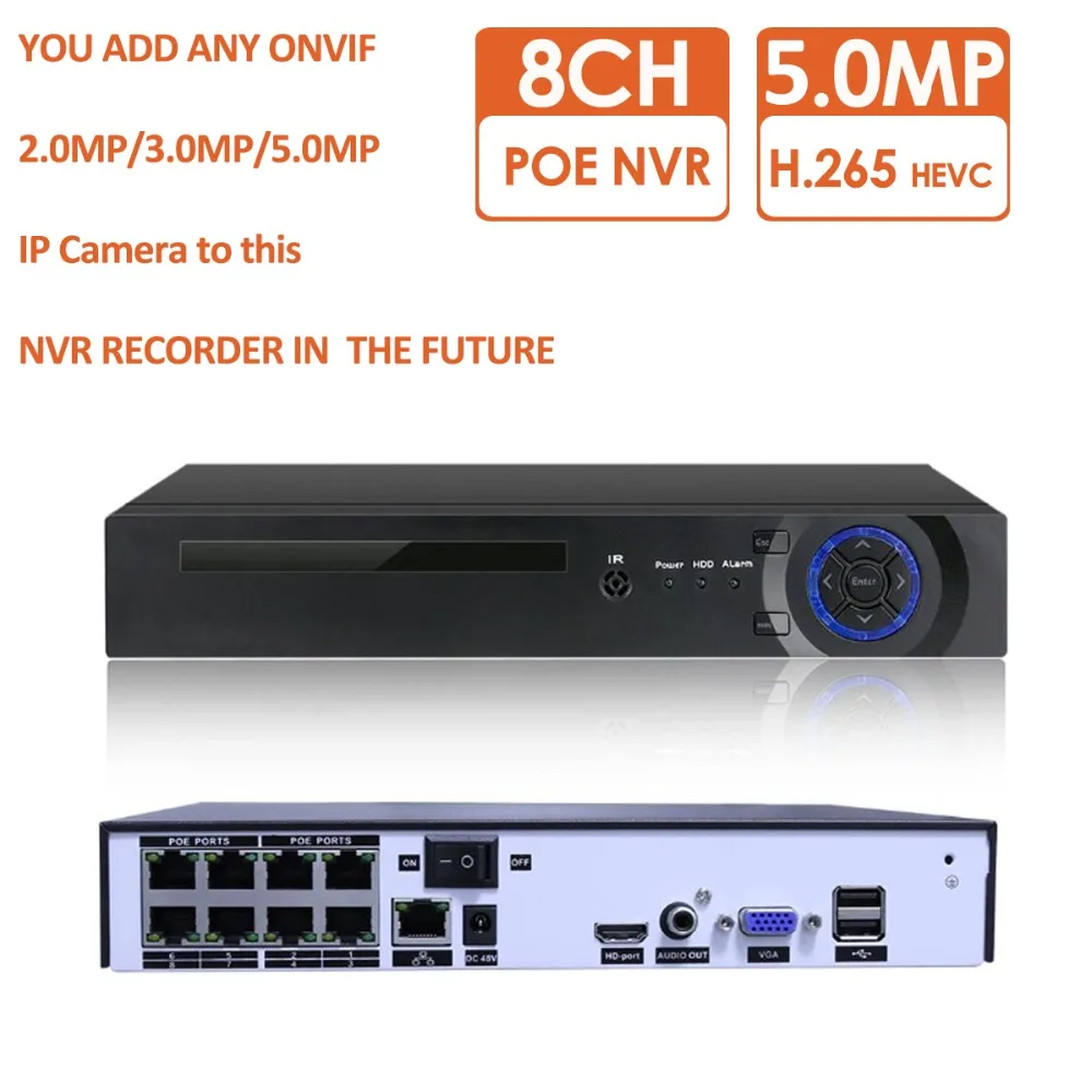 4CH 8CH 4K 8MP H.265 PoE NVR Recorder For HD 4K 3MP 4MP 5MP PoE IP Camera Face Detection 48V ONVIF Video Surveillance