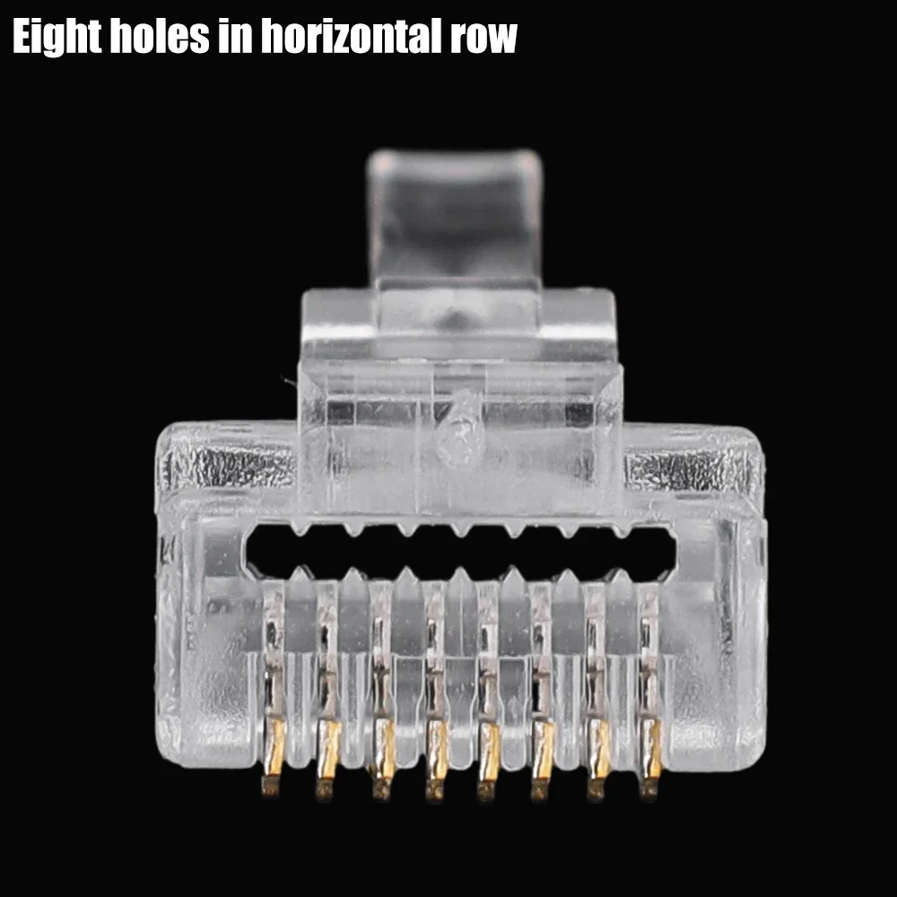 Clear Pass Through RJ45 Cat6/Cat5e Connectors DIY Crystal End Gold-Plated 8P8C Crimp UTP Standard Ethernet Network Modular Plug