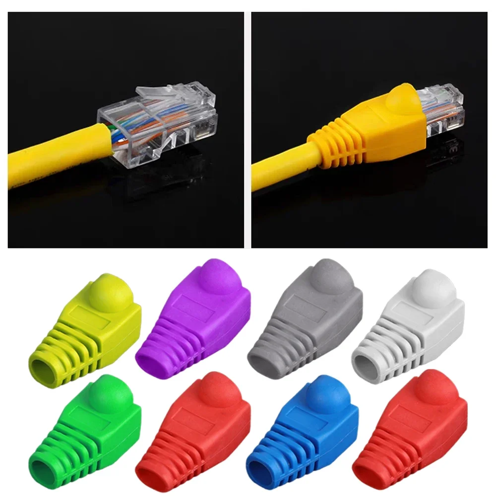 50/30/10PCS RJ45 Ethernet Cable Connector Plug Cover Cat5 Cat6 Network Cable Strain Relief Boots Protectors Protective Sleeve