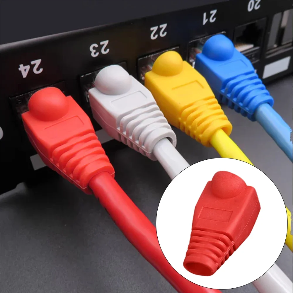 50/30/10PCS RJ45 Ethernet Cable Connector Plug Cover Cat5 Cat6 Network Cable Strain Relief Boots Protectors Protective Sleeve