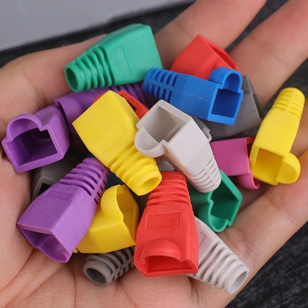 50/30/10PCS RJ45 Ethernet Cable Connector Plug Cover Cat5 Cat6 Network Cable Strain Relief Boots Protectors Protective Sleeve