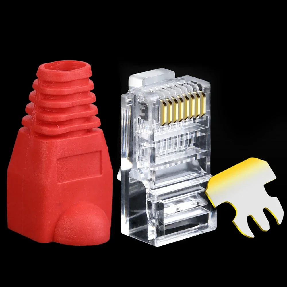 50/30/10PCS RJ45 Ethernet Cable Connector Plug Cover Cat5 Cat6 Network Cable Strain Relief Boots Protectors Protective Sleeve