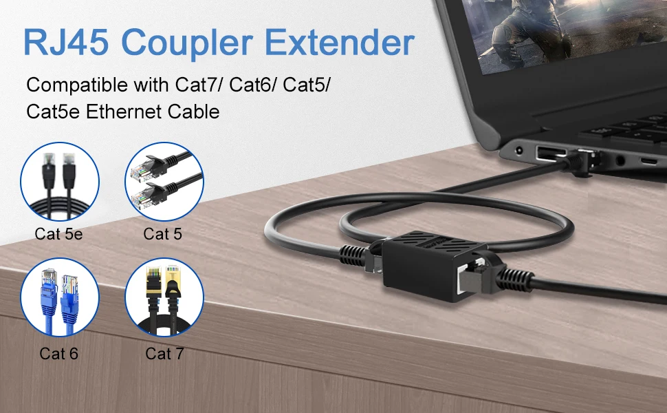 Ethernet Cable Extender,RJ45 cat 5 cat 6 cat6a Coupler, Extender Connector - Ethernet Coupler Female to Female