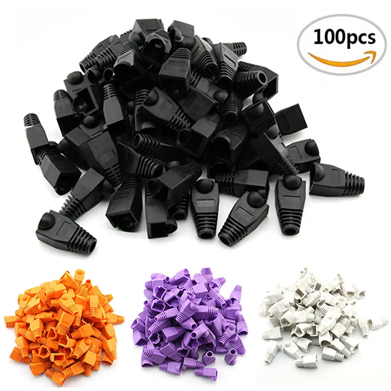 100pcs Colorful Cat6 Cat5 Ethernet Network Cable RJ45 Connector Caps Strain Relief  Boot