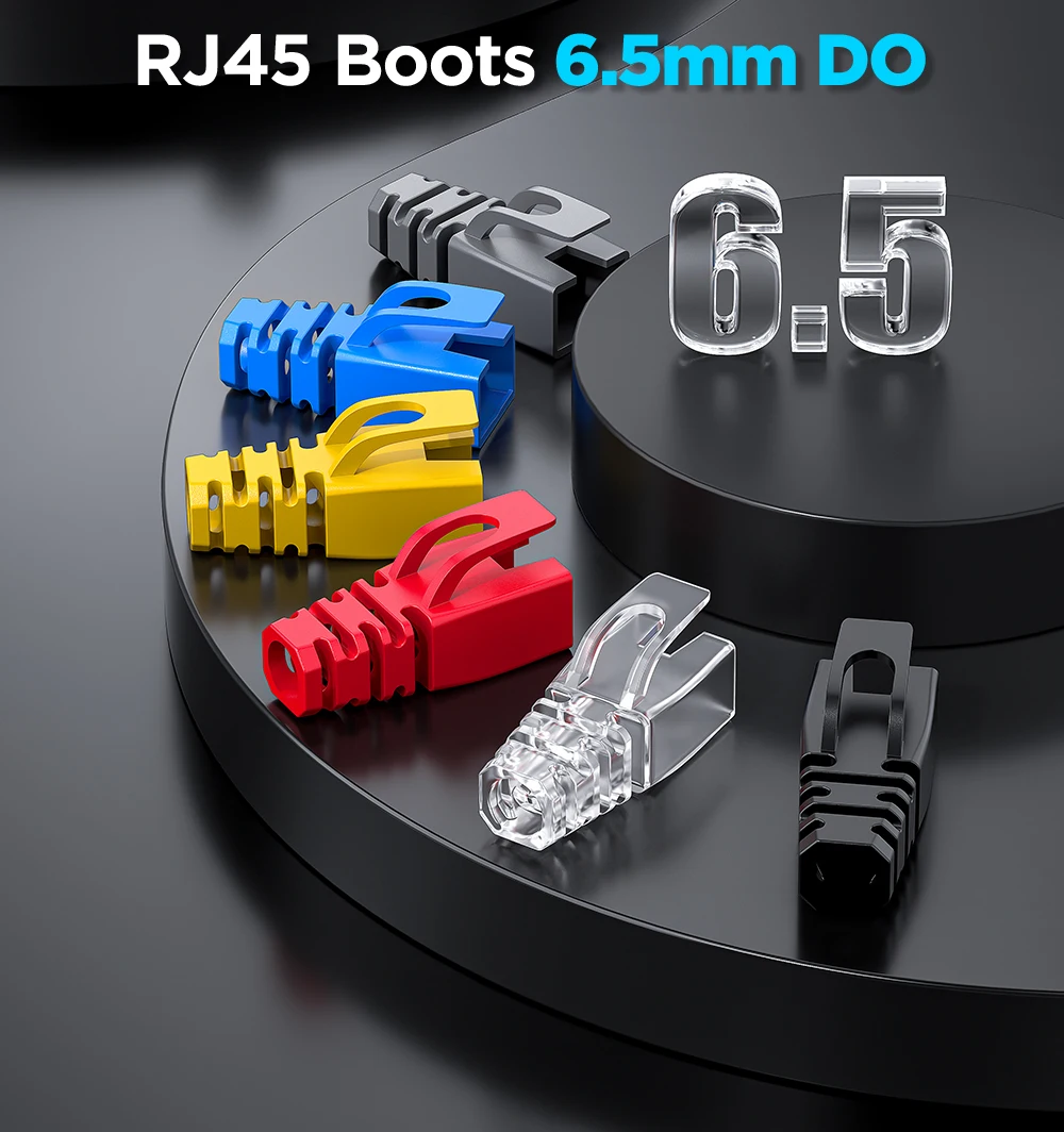 AMPCOM  Ethernet Network Cable Strain Relief Boots Cable RJ45 Connector Plug Covers 6.5/7.5/8.0mm for CAT8 CAT7 CAT6A CAT6 CAT5E