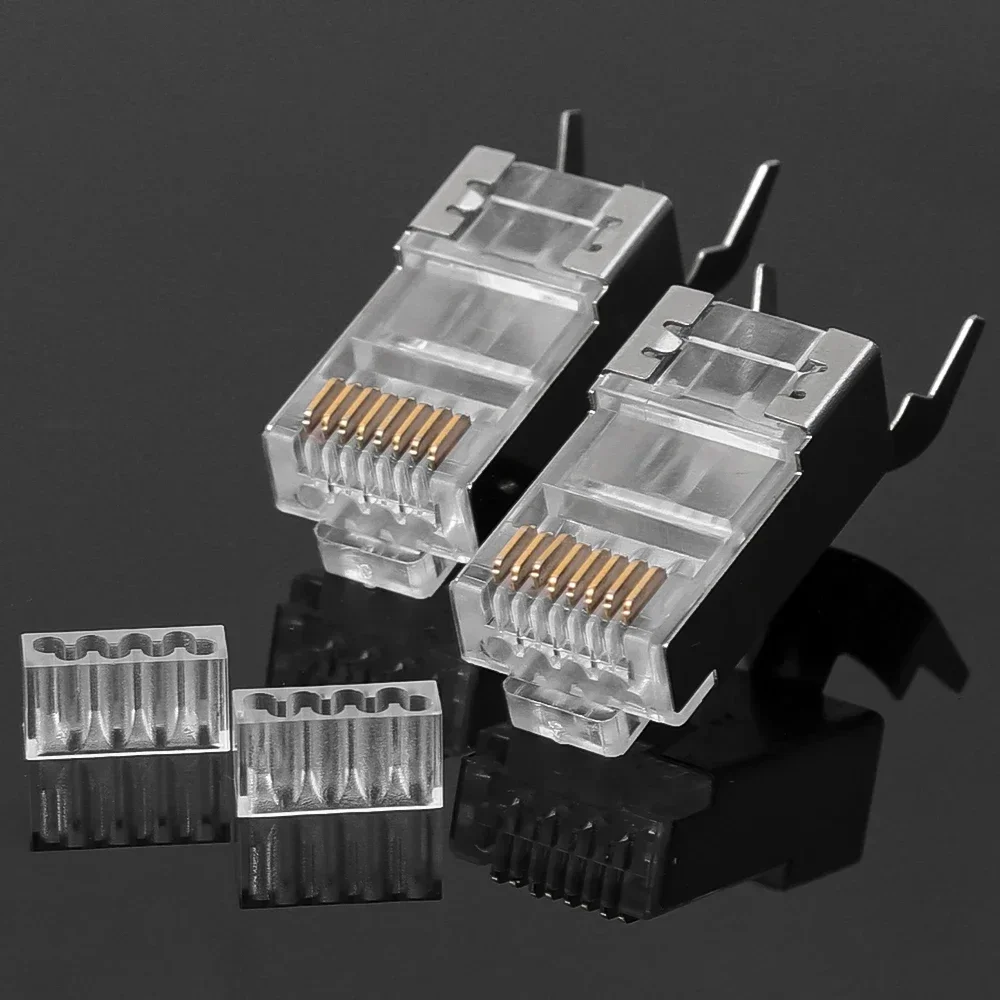 30/20/10/1PCS CAT6 CAT7 CAT5 Shielded RJ45 Connector Pass Through Ethernet Plugs Crystal End Gold-Plated 8P8C Crimp UTP Plugs