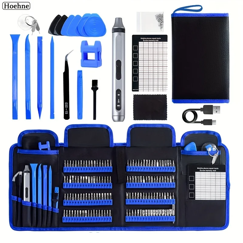 phone pc Portable 169-in-1 Electric Screwdriver Set with Magnetic Bits, LED Light, and Rechargeable Cordless Power