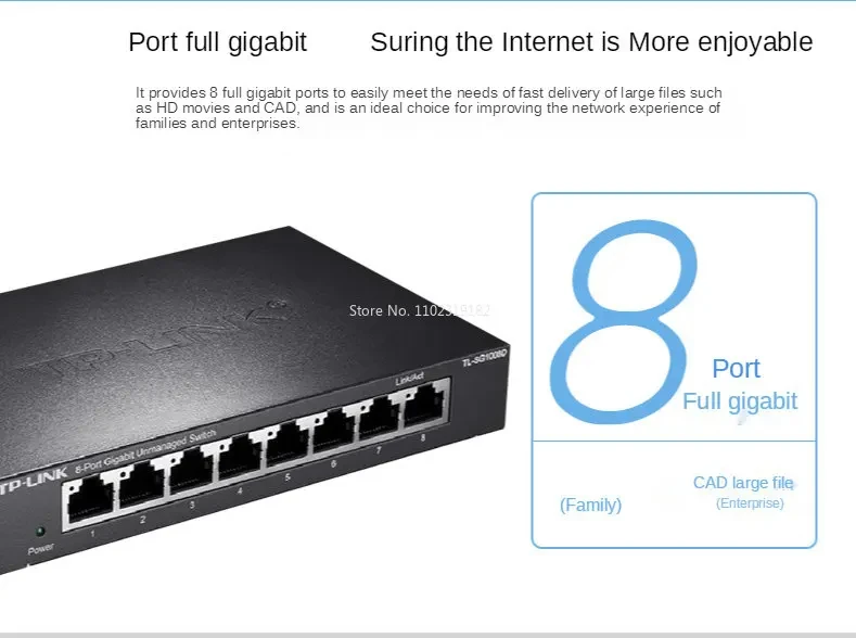 TP-Link TL-SG1008D Network Switch 8-port Gigabit Splitter 1GE Hub 1000Mbps Switch 1Gbps Lan Ethernet Plug and Play