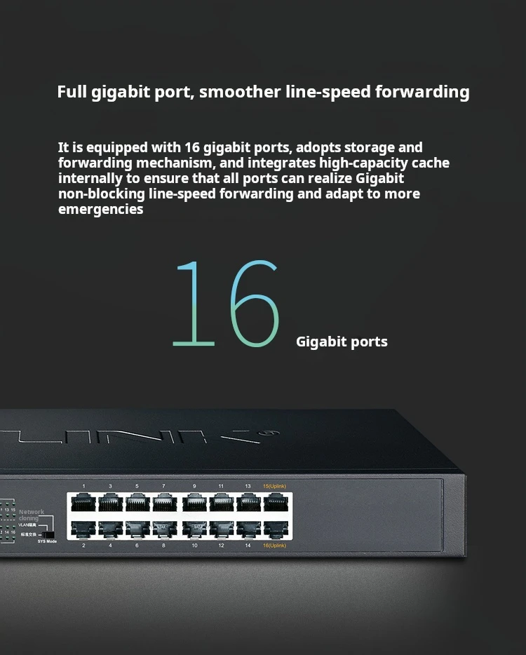 Tp-link 16-port Gigabit Ethernet Switch 16GE, Three Modes: Standard Switching, VLAN Isolation and Network Cloning, TL-SG1016T