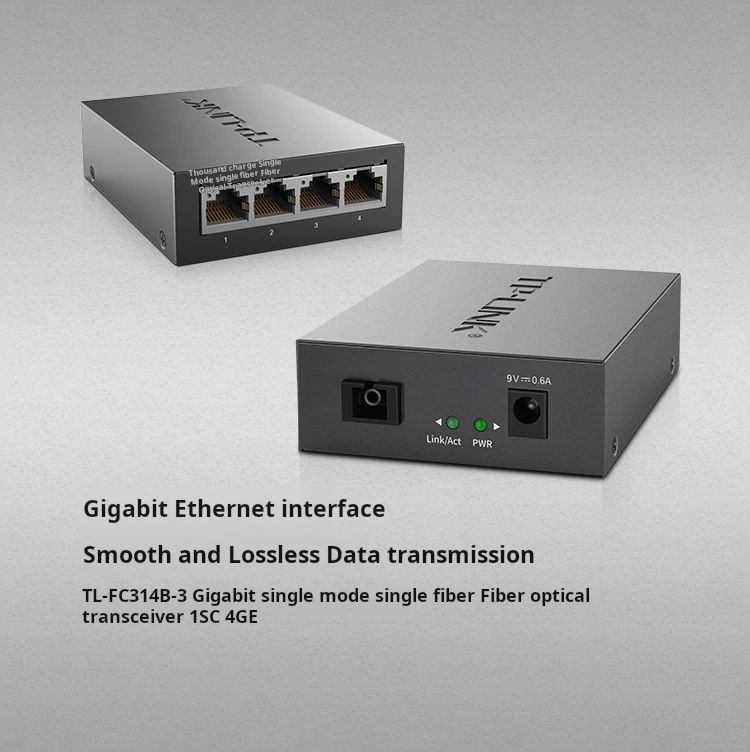 TP-LINK Gigabit Single-mode Single-fiber Optical Fiber Transceiver 3 Km Transmission Available 1SC+1GE, TL-FC311A-3+TL-FC314B-3