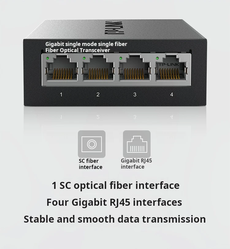 TP-LINK Gigabit Single-mode Single-fiber Optical Fiber Transceiver 3 Km Transmission Available 1SC+1GE, TL-FC311A-3+TL-FC314B-3