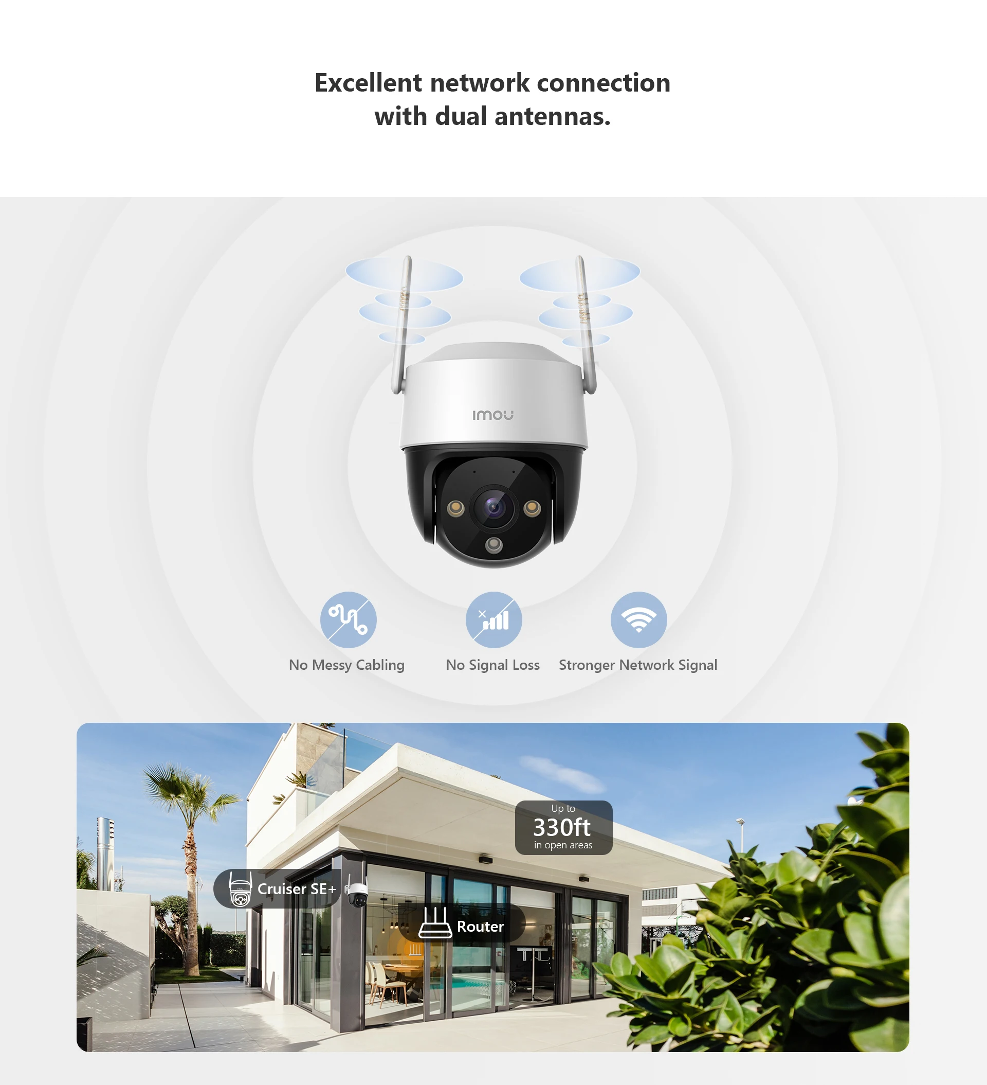 IMOU Cruiser SE+ 1080P/4MP Outdoor Wi-Fi Camera Night Vision IP66 Weatherproof 8X Digital Zoom AI Human Detection Monitor