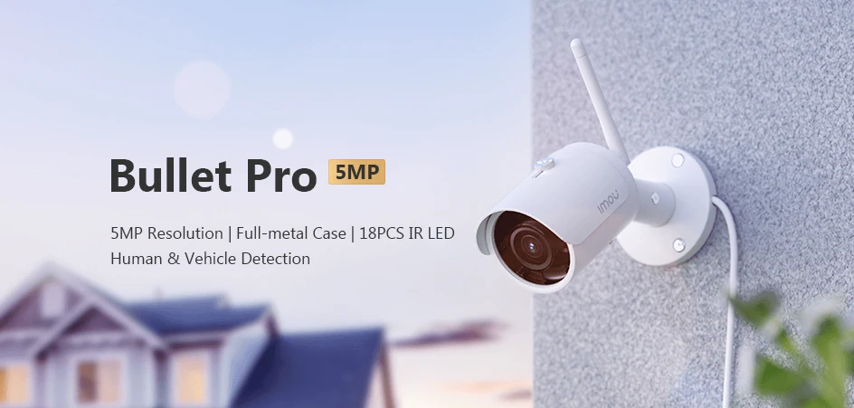 IMOU Bullet Pro 5MP Wifi IP Camera Outdoor Full-Metal Case Human Vehicle Detection Built-In Mic IP67 Weatherproof 30m IR Distanc