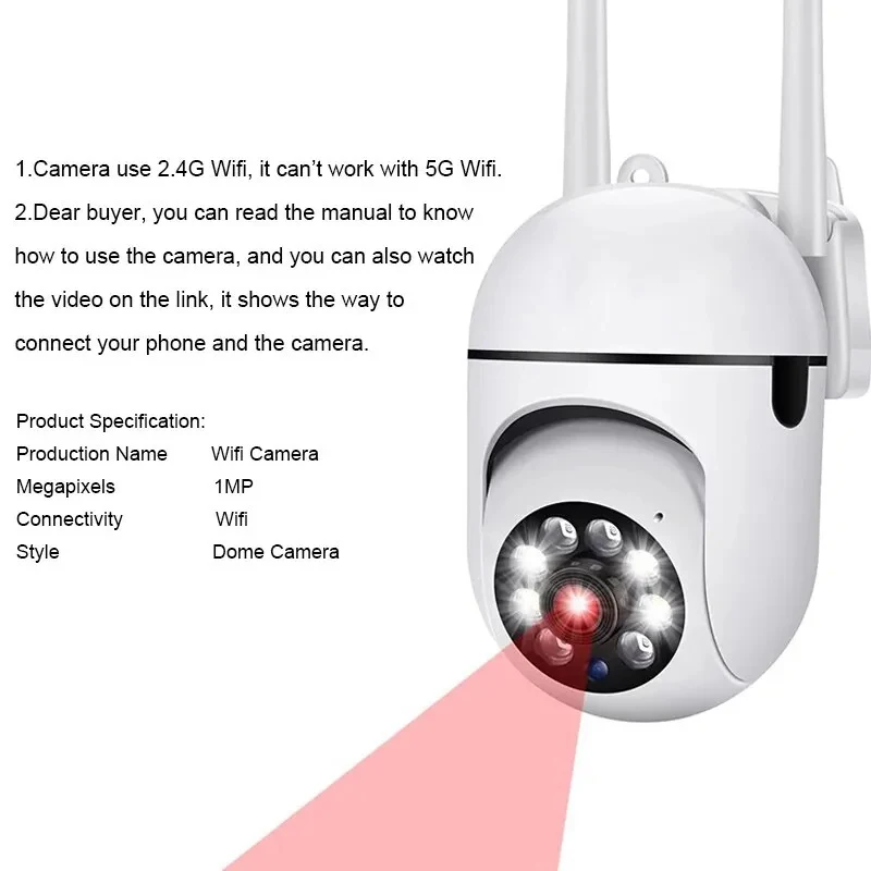 WiFi Surveillance Cameras IP Camera HD 1080P IR Full Color Night Vision Security Protection Motion Two Way Audio Outdoor Camera