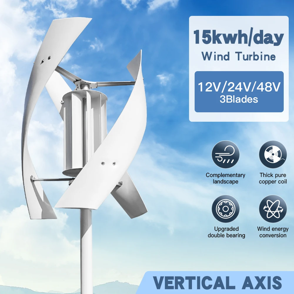 Poland Delivers 3KW 5KW Vertical Axis Maglev Wind Turbine Free Energy Household Wind Turbine Low Speed Low Noise with Battery Sy