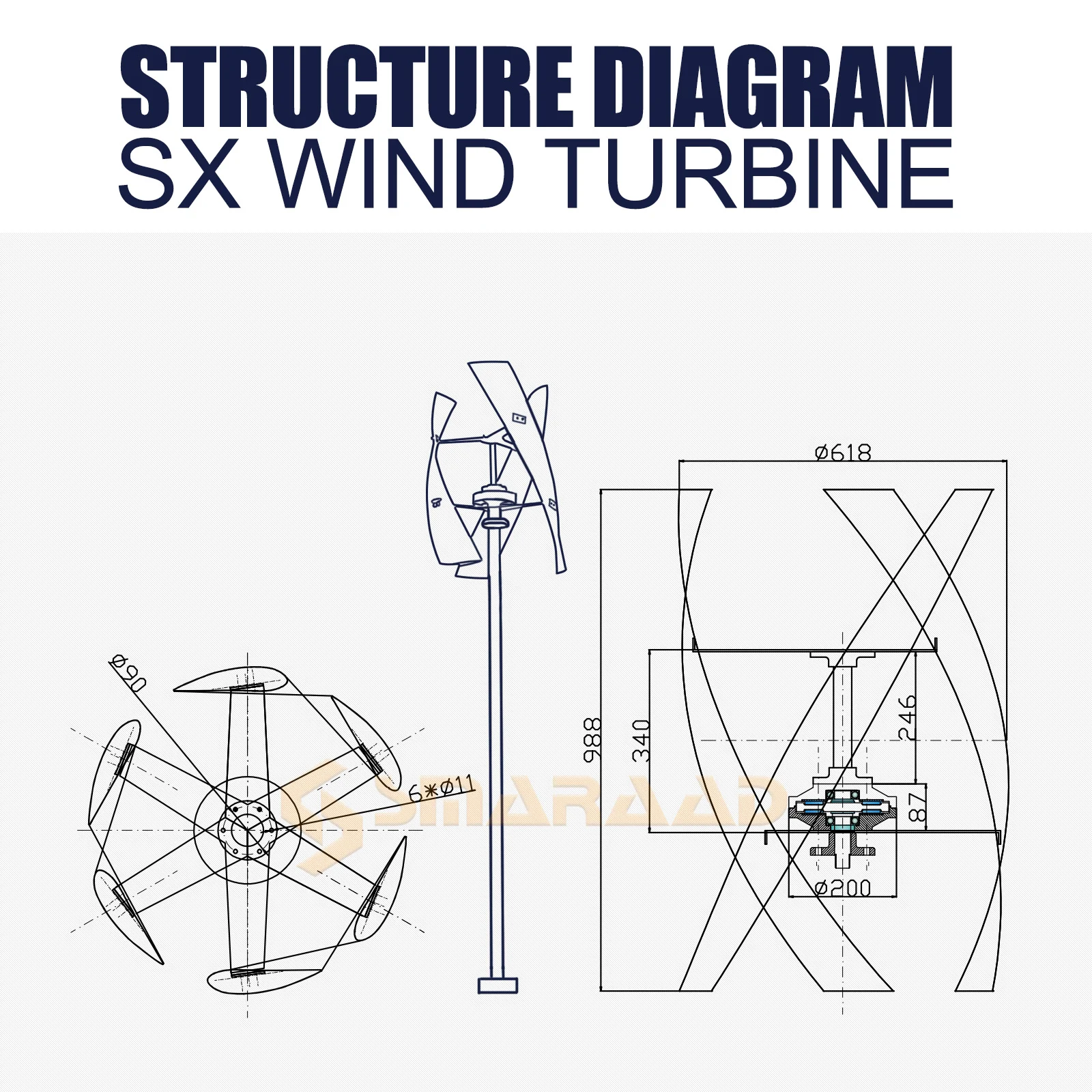 Poland Delivers 3KW 5KW Vertical Axis Maglev Wind Turbine Free Energy Household Wind Turbine Low Speed Low Noise with Battery Sy