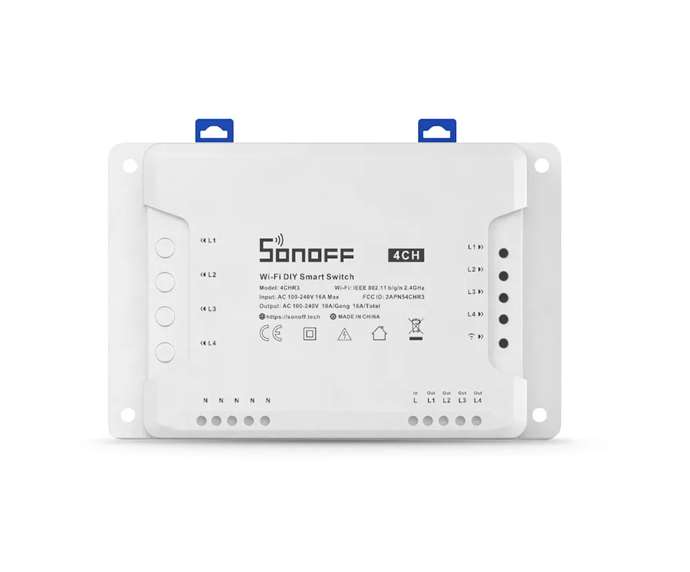 SONOFF 4CH R3 /4CH PRO R3 4 Gang Smart WIFI Switch 433MHZ Din Rail Mounting Wireless Remote Control Timer DIY Switch Via Ewelink