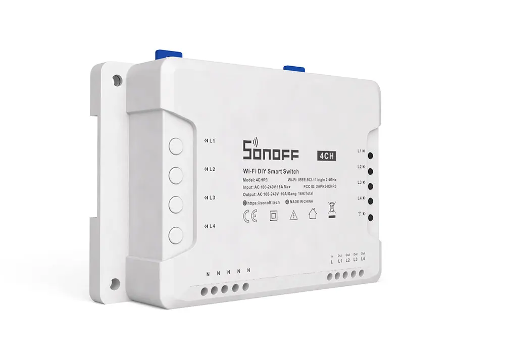 SONOFF 4CH R3 /4CH PRO R3 4 Gang Smart WIFI Switch 433MHZ Din Rail Mounting Wireless Remote Control Timer DIY Switch Via Ewelink