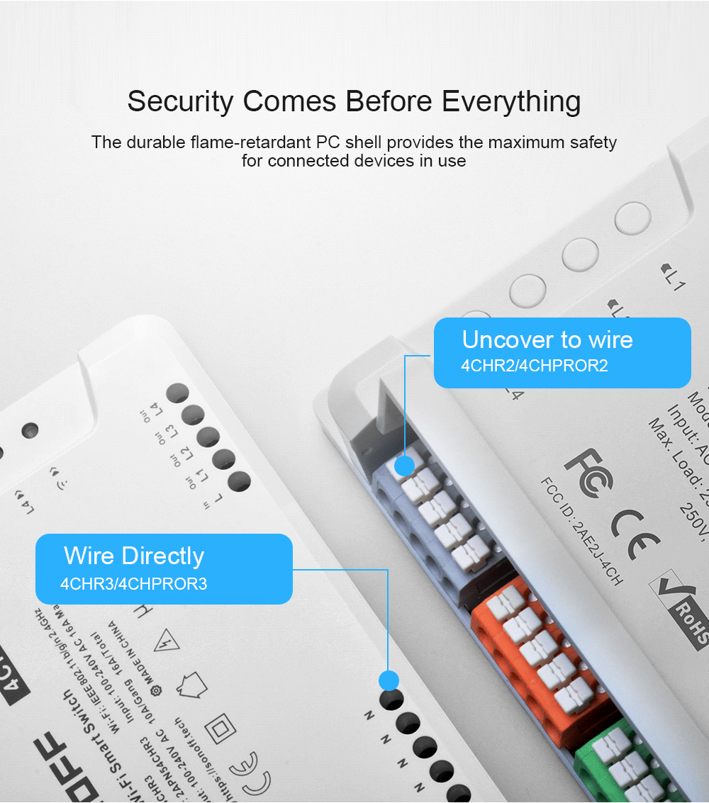 SONOFF 4CH R3 /4CH PRO R3 4 Gang Smart WIFI Switch 433MHZ Din Rail Mounting Wireless Remote Control Timer DIY Switch Via Ewelink