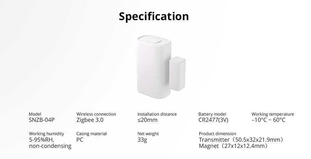 SONOFF SNZB-04P Zigbee Door Window Sensor Tamper Alert eWeLink App Notifications Works SONOFF ZB Bridge-P, ZBDongle-E Smart Home